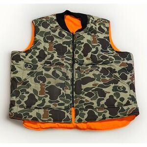 Vintage Walls Duck Camo Hunting Vest XL Reversible Orange Blizzard Proof Bauer